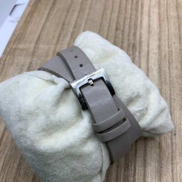 Tory Burch Silver Tone Light Gray Wrap Leather Fitbit Flex Bracelet - Picture 2 of 6